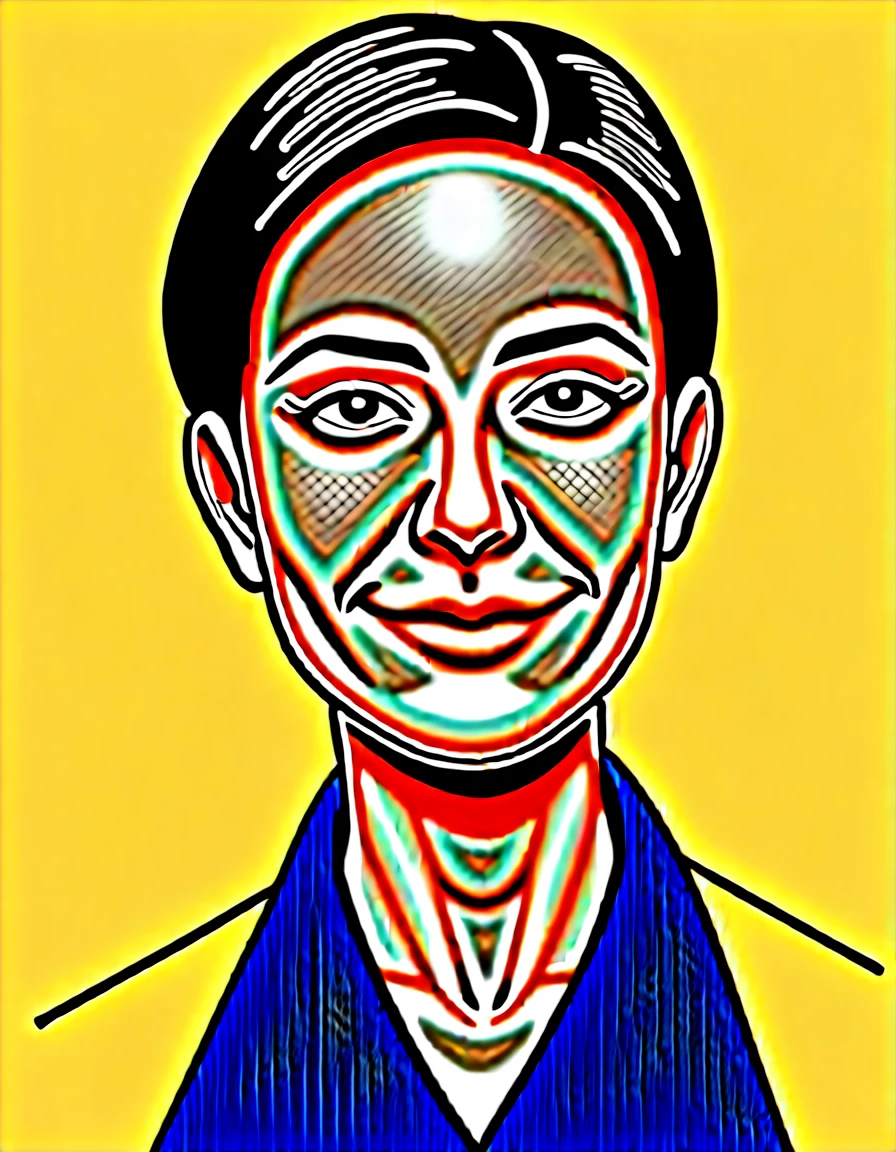 best quality, super fine, 16k, incredibly absurdres, extremely detailed, 2.5D, delicate and dynamic, a beautiful woman of 40 years, mature woman, slight smile. Mahogany-black hair, black eyes, downturned eye shape, black eyebrows, strong eyebrows. High cheekbones, strong chin. Freckles. Midumbreasts. Wearing a purple robe nighty, tweed skirt. Site across beautiful large . Bed