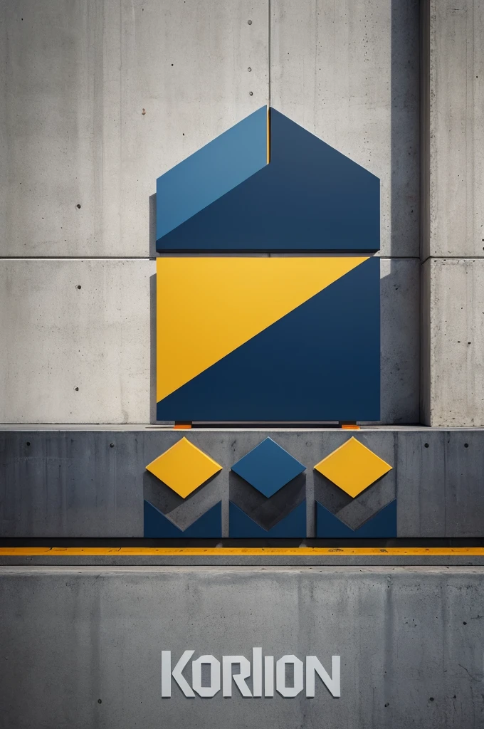Create a modern and professional logo for "IK Construction." Use dark blue and grey as primary colors, with orange or yellow accents. Incorporate construction elements like buildings or tools, and use bold fonts to convey strength and reliability. The design should be clean, minimalistic, and versatile.