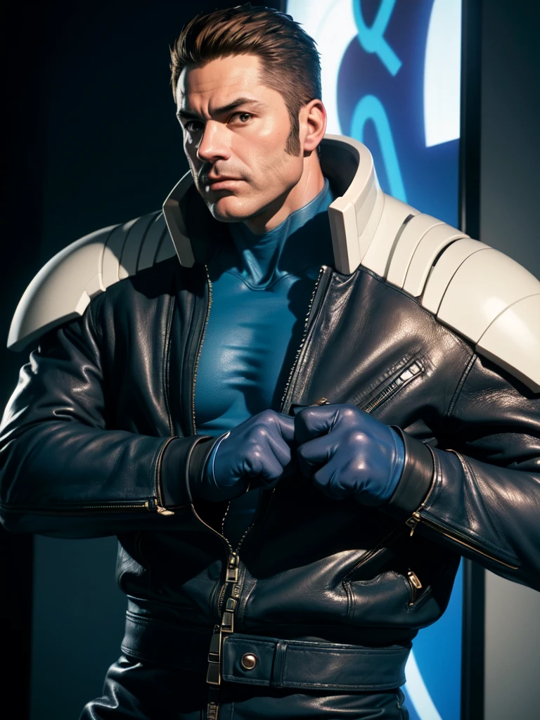 40 year old man, alone, strong, muscular, short brown hair, blue clothes, wears blue gloves, high resolution, perfect image, very detailed, high contrast, digital colors, simple, medium shot, cinematic, ultra sharp focus, Award-winning photography, perfect contrast, high sharpness, depth of field, ultra-detailed photography. global illumination, fluid, ultra high definition, 8k, Unreal Engine 5, ultra sharp focus, award-winning photography, Art Season Trends,
