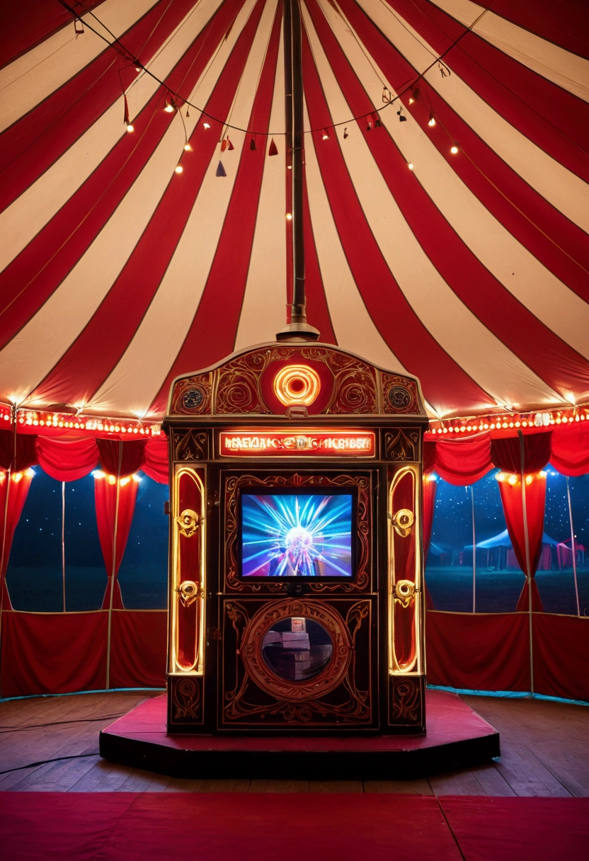 High-tech portal machine in a circus tent