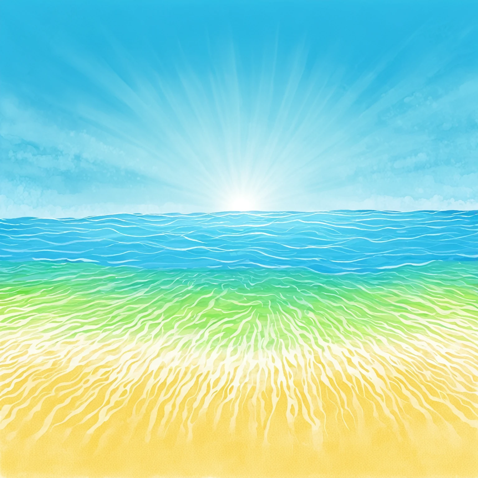 BEACH, SUMMER, SUN SHINE, BACKGROUND, DRAWING, WATER PAINTING