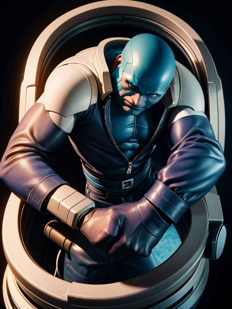 40-year-old man, alone, strong, muscular, short brown hair, blue clothes, wears blue gloves, one of his hands is a cannon, high resolution, perfect image, very detailed, high contrast, digital colors, simple, flat medium, cinematic, ultra sharp focus, award-winning photography, perfect contrast, high sharpness, depth of field, ultra detailed photography. global illumination, fluid, ultra high definition, 8k, Unreal Engine 5, ultra sharp focus, award-winning photography, Art Season Trends,
