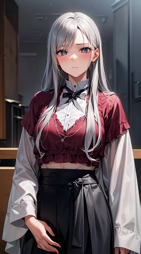 1girl,long silver hair,calm expression