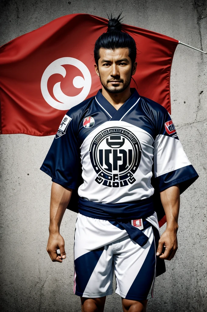 Inosuke hashibira with a flag of the colo colo football team