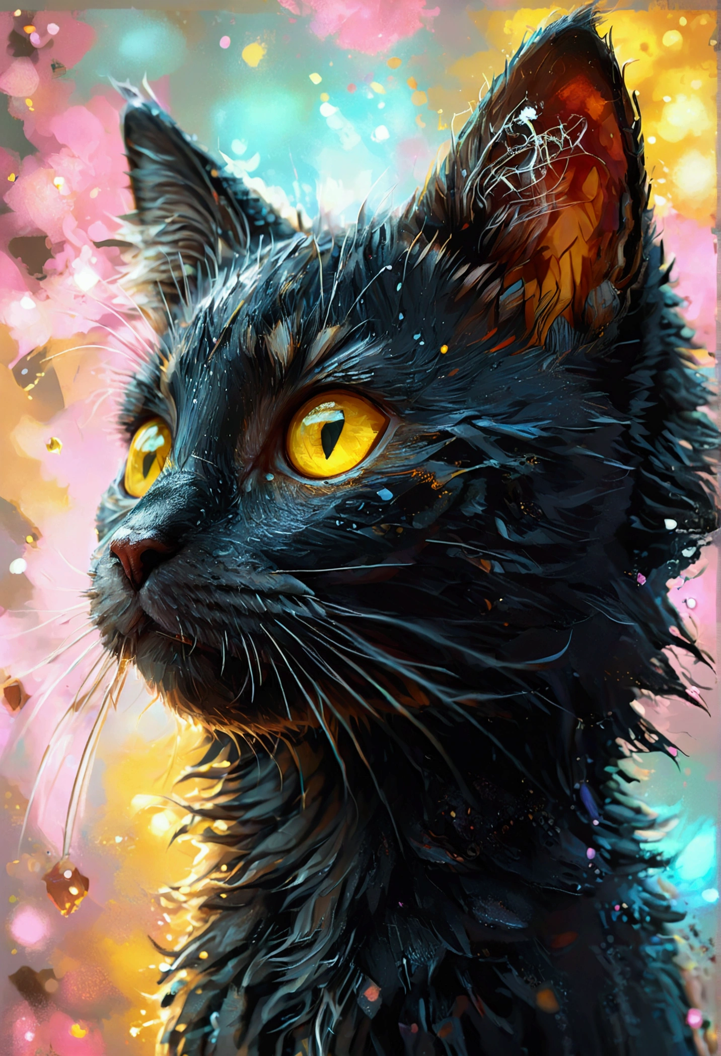 Create pixel style characters, Tabby kitten, black hair, yellow eyes,,