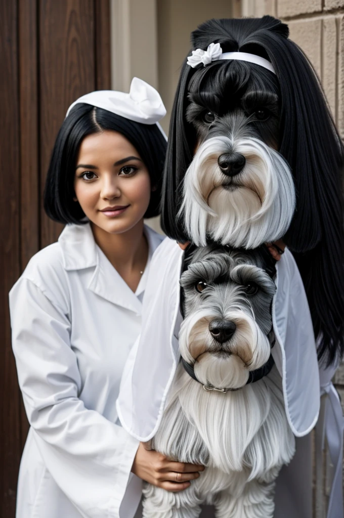 Ghost schnauzer with a woman with black hair
