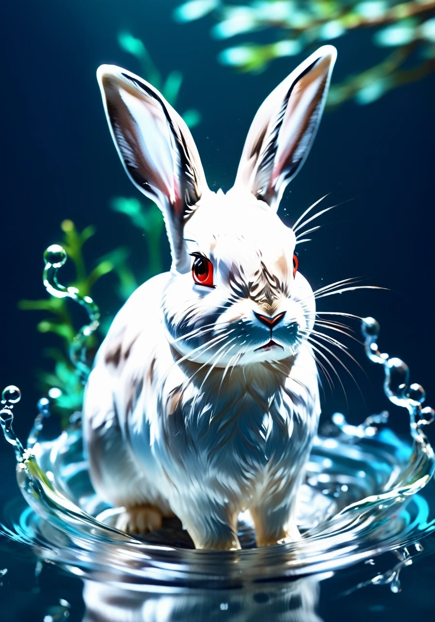 (masterpiece, high quality, 最high quality, Official Art, Beauty and aesthetics:1.2),water element,a うさぎ made of water,water,(rabbit:1.2),
