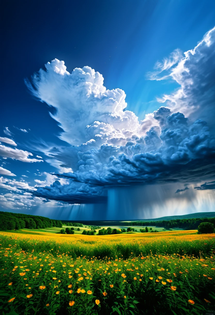 summer sky,photorealistic,highly realistic,extreme details,breathtakingly realistic,high contrast realism,high saturation realism,vibrant colors,dramatic lighting,captivating landscape,compelling storytelling,atmospheric scene,mesmerizing visuals,intricate details,strong emotions,celestial beauty,dreamlike world