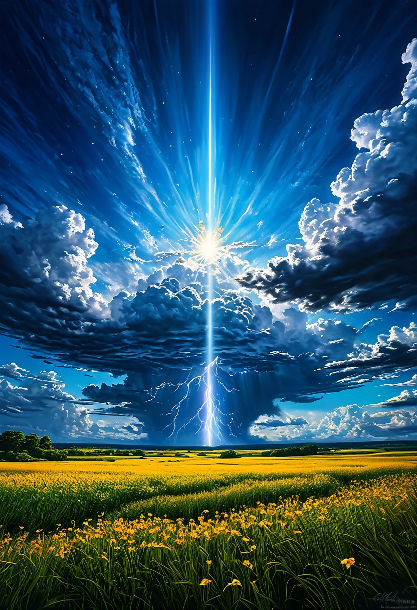 summer sky,photorealistic,highly realistic,extreme details,breathtakingly realistic,high contrast realism,high saturation realism,vibrant colors,dramatic lighting,captivating landscape,compelling storytelling,atmospheric scene,mesmerizing visuals,intricate details,strong emotions,celestial beauty,dreamlike world