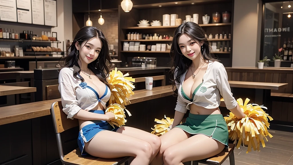 (((((((((Emphasize cleavage))))))))) ((((((((((Cheerleader, pom pom mini skirt, smile)))))))))) (((((((お洒落でcuteInside the Starbucks store))))))) 8K、RAW Photos、Highest quality、Super detailed、Super Resolution、Ultra HD、8K壁紙、Amazing details ((((((tennis racket)))))) (((((((Inside the Starbucks store)))))))、 ((((((Sit down and eat cake、Drink Starbucks coffee、smile))))))、((Heart Necklace)) Modern and sleek design:Interior design using natural materials、Many of the designs are warm and made using wood and metal.。 Large windows:自然光をたっぷり取り入れるためのLarge windowsがあり、Providing a bright and open space。 Green Interior:Potted plants are effectively placed、It creates a relaxing atmosphere。 artwork:Works by local artists、Starbucks-related art on display。 Cozy seating:Cushioned chairs and sofas、Bar sheet etc.、A variety of seating options available。 Open kitchen area:Being able to see how drinks and food are made、We provide peace of mind and transparency。 Unique lighting:Antique lamps and chandeliers、Modern lighting fixtures are used。 Comfortable background music:Relaxing music is playing、A comfortable space is provided。 Wide々Table space:一人でもグループでも使いやすいWide々There is a table with。 Community Table:There is a large table where you can socialize with other customers.。 Seasonal decorations:The decorations are themed according to the season.。 Design with a local feel:The design incorporates the local culture and characteristics.。 Fragrance production:コーヒーの香りが店内にWideがり、A space that satisfies the five senses has been created.。 Conversation with a barista:フレンドリーなConversation with a baristaが楽しめるカウンターエリアがあります。 8K、RAW Photos、Highest quality、masterpiece:1.2、Super detailed、Super Resolution、Ultra HD、8K壁紙、Amazing details、Photorealistic:1.4、Having fun by the water、Full Body Shot、Full body photo、High-resolution RAW color photos、Professional photos、A scene full of emotion、Very detailed and beautiful、Ultra HD、8K壁紙、Amazing details、Huge file sizes、Highly detailed beautiful girls、Highly detailed face Highly detailed eyes、Extremely realistic skin、 Highly detailed fingers, Highly detailed nose, Highly detailed mouth, Perfect Anatomy, Highly detailed background, Highly detailed clothing, , cute女の子, Famous Japanese Idols, cute, Realistic body, Slender, White skin, Glowing Skin, Slim body, Realistic Face, Delicate eyes, double eyelid,