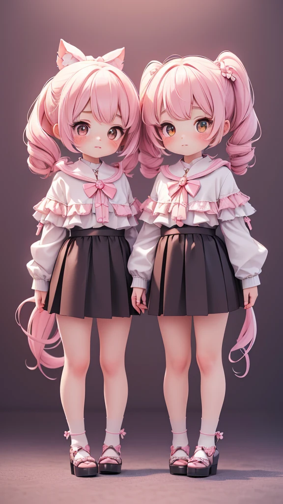 ((petite bishojo, little 2girls)), ((cute  face)), ((cute puffy eyes)), ((masterpiece)), ((best quality)), ((ultra detailed)), ((exquisite)), ((depth)), ((crisp)), ((8k)), ((beautiful and aesthetic)), (super detailed skin), ((high standard)), ((highres)), ((perfect anatomy)), (full body), (blush), (rouge), (gremlin)
