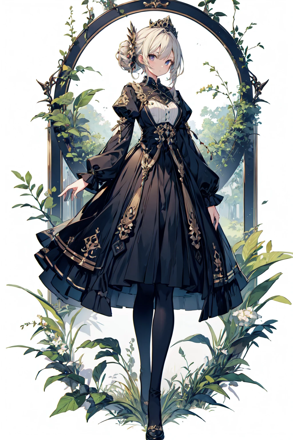 1 Girl, (full body:1.2),((best quality high resolution)), forest, (Tailored fit dress)