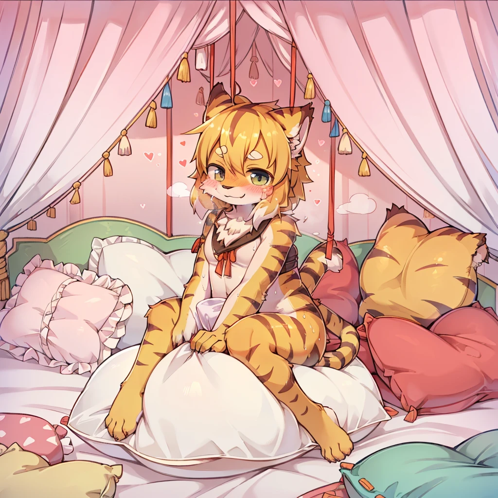 (masterpiece,best quality),Mine, The Beast, , (适合任何Pillow背景的光影)), 穿着School可爱女孩在Pillow上摆姿势 ,School ,nature,, (blush),a smile,Pillow头,(很多Pillow),Soft seat cushion,(canopy bed),Soft pillow quotation,(Pillow损坏),很多Pillow,(Friction in the crotch),((Pillow驼峰)),(Pillow),(A tail),,(粉色Pillow),(Around the protagonist),steam,(Pillow头),(),(豪华Pillow),(Pillow),(palace),(palace殿卧室),(Pillow),柔软的Pillow,,(Classical European style bedroom ),(excited,shy person,Lack of expressiveness,),,Pillow驼背,mine,Tiger tail,Tiger ears,Tiger motif,Sweat,,Sweaty,Body swing,身体Shake Line,Shake Line,,
