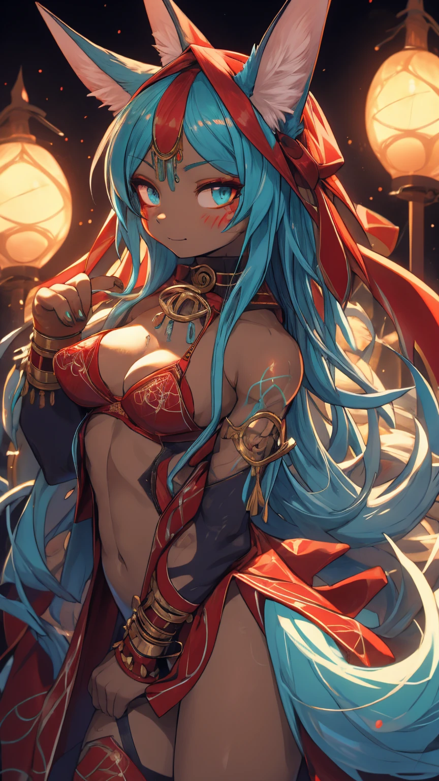 Miku Hatsune, High Definition, kitsune ears, tribal tattoo, flirtatious girl, Small breasts add_detail, wizard girl add_detail, sensual pose, horny girl  add_detail 