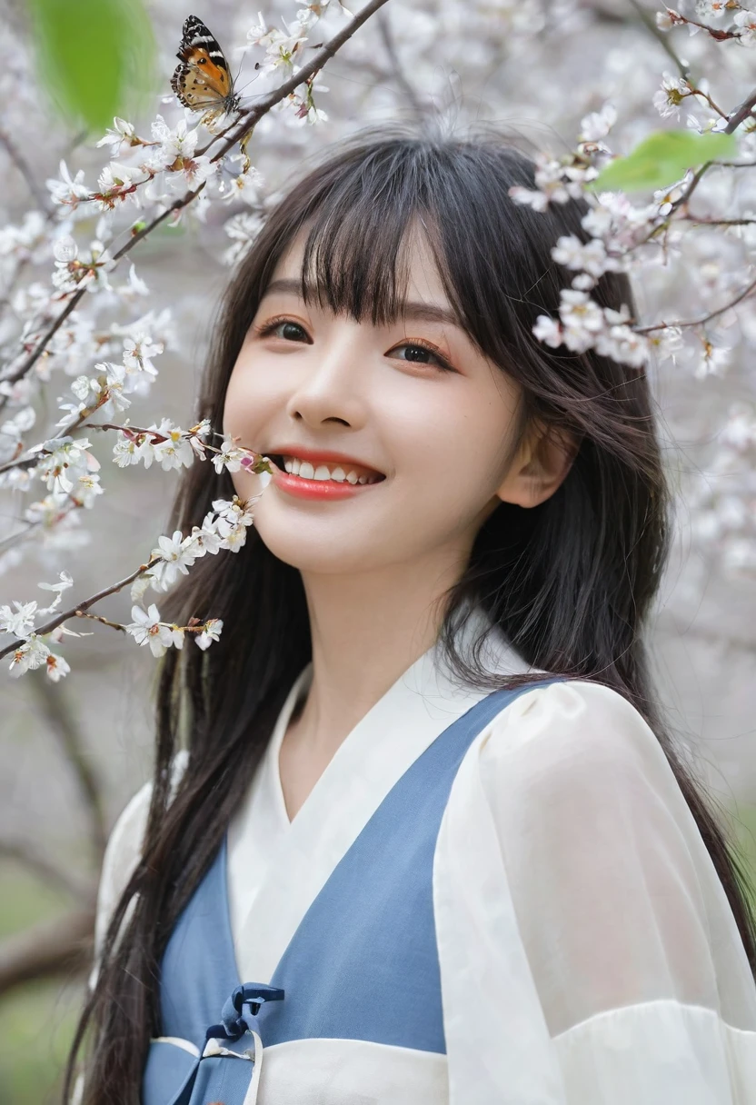 Vaguery, Vaguery_foregrounmorality, moralityepth_of_fielmorality, flower瓣, Butterfly, Vulnerabilities, cherry_开flower, Vaguery_backgrounmorality, 蓝色of_Butterfly, sports_Vague, flower, Elena_(possible_No_Gossip), 1 Girl, Open_Mouth, 长of_hair, 粉色of_flower, braimorality, come down_flower瓣, 白色of_shirt, Smile, skirt, shirt, 白色of_flower, Tree, outmoralityoors, Ahog, Watching_exist_Viewer, hair_between_Eye, spring_(season), moralityay, 独自of, holmoralitying, Branches, Bangs, 蓝色of_Sky, Eyebrow_可见of_pass_hair, :morality, silver_hair, hoomorality, cape