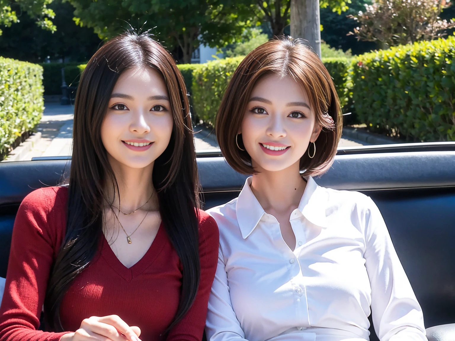 ((Highest quality、、masterpiece:1.3))、1 male、1 female,36 years old 39 years old、Put the light on my face、Slim Beauty、Beautiful couple、Upper Body、smile、 (Slim face), (the body is スリム), (Brown Hair), (Shortcuts), テーブルのフルコースディナーとwine glass、Amazing view of the sunset sky and clouds、smileの美しさ、Wine bottle、sparkling wine、Long sleeve shirt、dress、White wine, red wine, wine glass, Beautiful fine grain, Depth f/2,saturation, High Contrast, Strong light and shadow,Moist Body:1.5、 texture、The hair is very shiny、