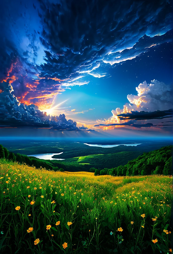 summer sky,photorealistic,highly realistic,extreme details,breathtakingly realistic,high contrast realism,high saturation realism,vibrant colors,dramatic lighting,captivating landscape,compelling storytelling,atmospheric scene,mesmerizing visuals,intricate details,strong emotions,celestial beauty,dreamlike world
