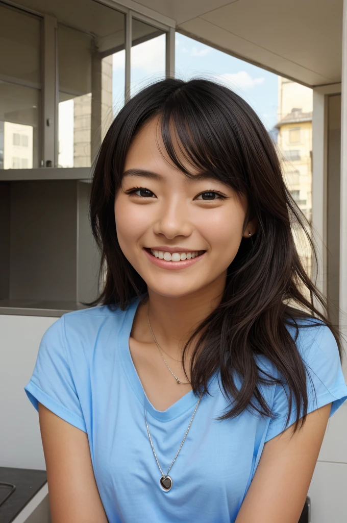 Young Asian woman with sparse teeth