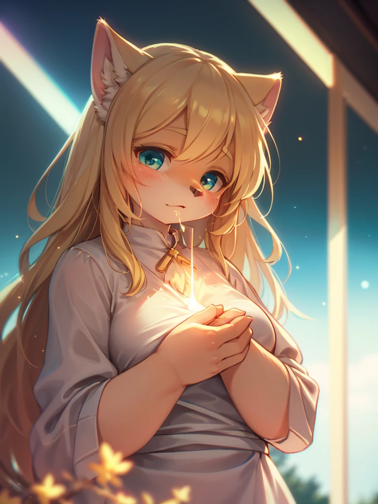 (Sumilux f1.4 75mm , low Latitude old color negative film , cross process , bokeh, flare, chromatic aberration , soft focus, (Shallow focus) , soft glow , Maximum aperture, High Key , Transparent depiction) , blond Mature wolf Woman , hide with hand , (freckles:0.7) , in the Nordic room , (Spirit photography) , (Holding two big peaches:0.8) , Mucus oozing out of the cracks