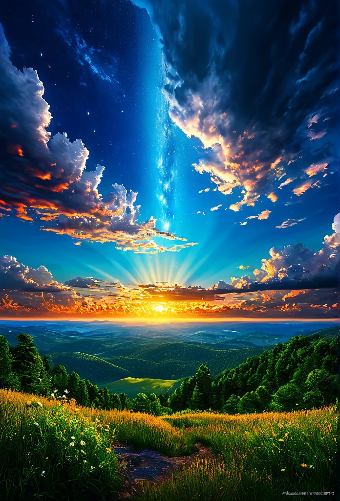 summer sky,photorealistic,highly realistic,extreme details,breathtakingly realistic,high contrast realism,high saturation realism,vibrant colors,dramatic lighting,captivating landscape,compelling storytelling,atmospheric scene,mesmerizing visuals,intricate details,strong emotions,celestial beauty,dreamlike world