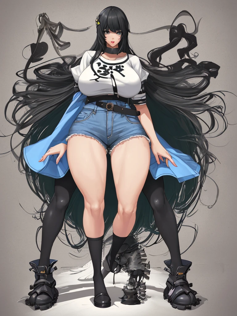 Size fetish、Giant woman、Long legs、Shorts、I&#39;m not wearing underwear、Sexy figure、The building is shorter than her.、Wearing long boots、Oversized T-shirt、Erotic、
