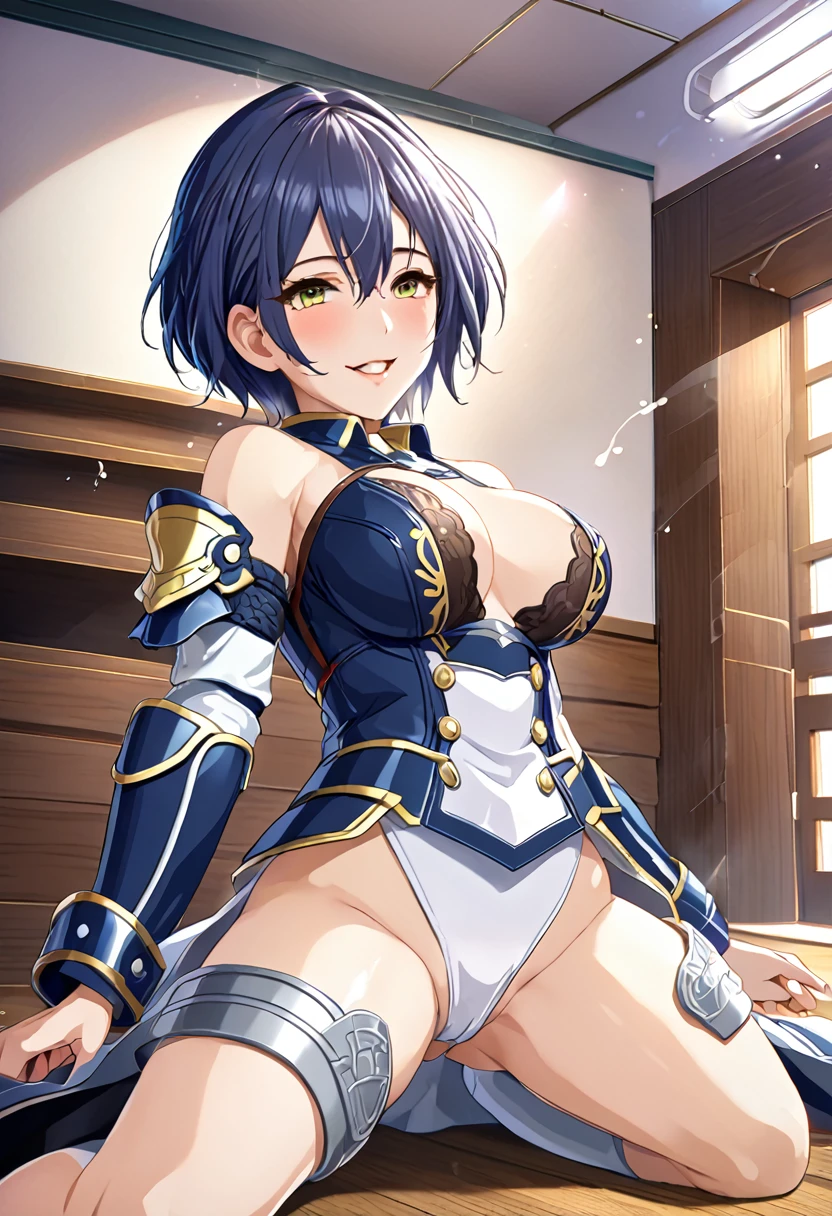 18-year-old,high school girl,armored dress,Beautifully detailed face and eyes, Intricate details, whole body,shiny navy hair, short hair, Parted bangs, Yellow Eyes, Large Breasts,Penetration Sex,Creampie Sex,whole bodyCovered in semen,Covered in semen,Massive ,Milky White,Climax,連続Climax,Shake your body,hazy consciousness,Pant voice,Whoops,Sex that gets messed up,Lift your hips,