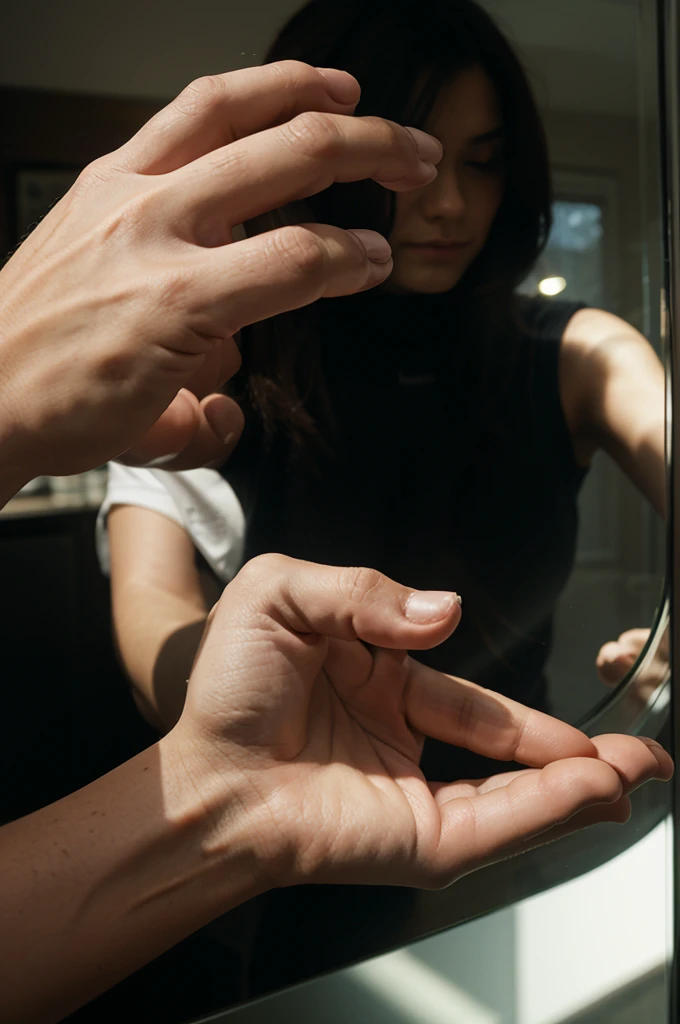 Hand hitting the glass 