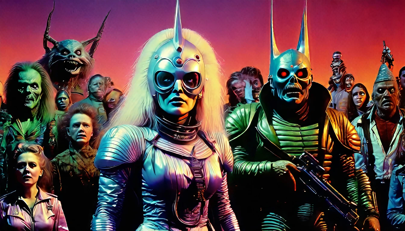 in (medium full shot:3.1) of lot of characters from a movie for slave girls from beyond infinity, inspired by Clyde Caldwell, futuristic apocalypse, stalenhag, metal album cover, gwar, heavy metal band promo, wayne barlowe pierre pellegrini, (with Creepy, Sci-Fi, Fantasy and Horror:2.9) retro sci fi, Horror movie, very detailed body, moody, epic, shot on Kodak Vision3, (intricate details:2.4), (hyperdetailed:3.1), (8k resolution:3.1), high detailed, lot of detailed, high quality, soft (cinematic:3.3) light, dramatic atmosphere, atmospheric pespective, (impactful art:2.8),