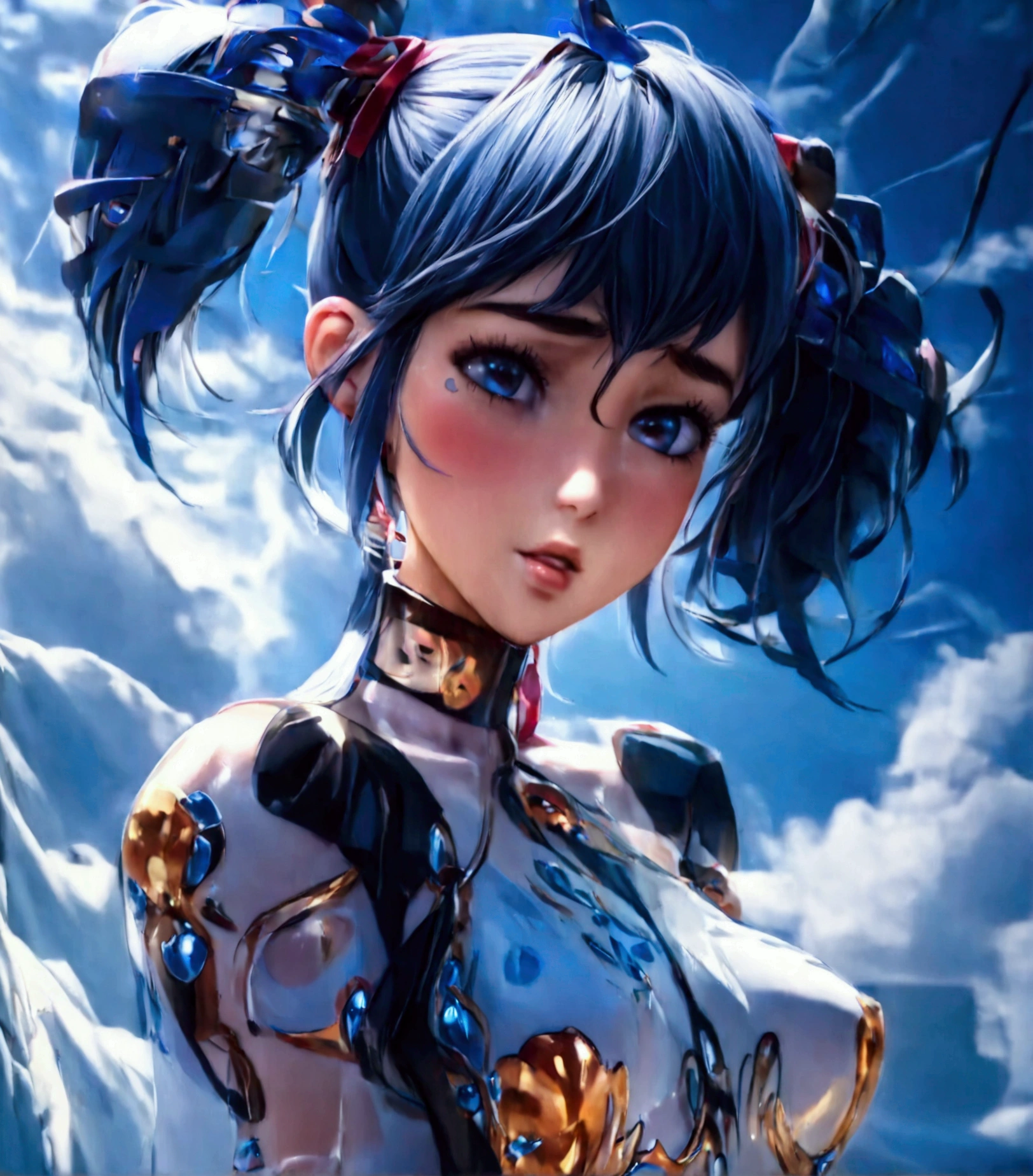 (masterpiece quality), 1girl, ((marinette)), (((Garterbelt))), ((wearing the garterbelt)), Marinette, blue hair, two short pigtails, blue eye, nude, lascivious expression, ((dakimakura)), full body view