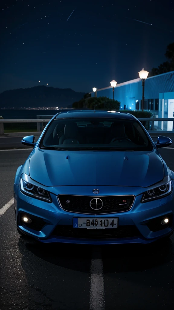 Blue night, rich car, background