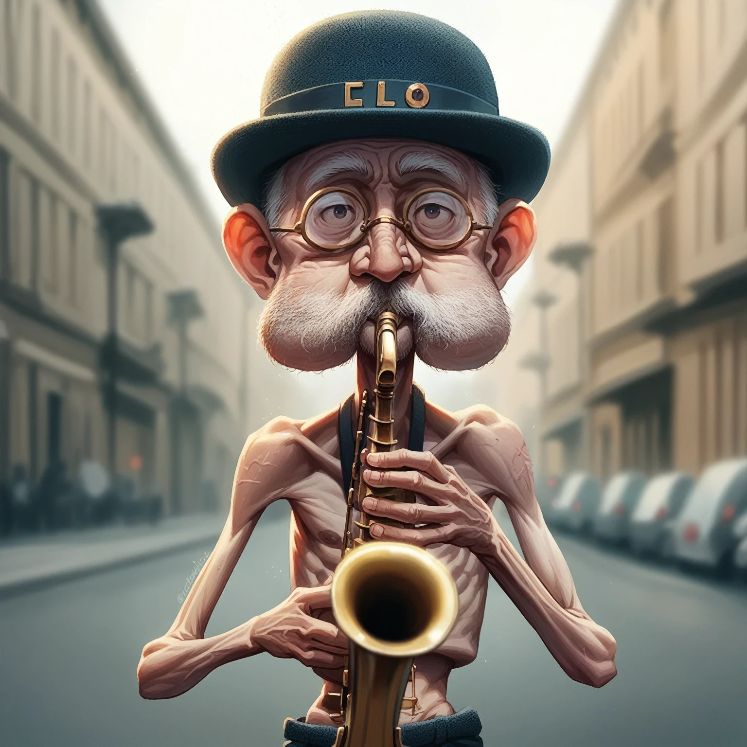 Old man player saxophone