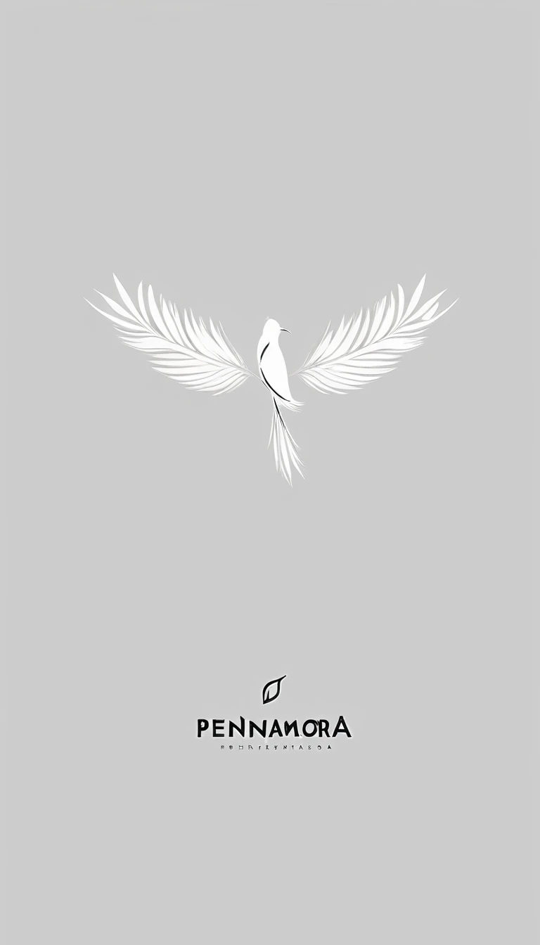A minimal, modern, simple, cinematic logo design for the brand “Penamemoria". Create a modern, minimalistic, high-quality, logo of a feather-bird
