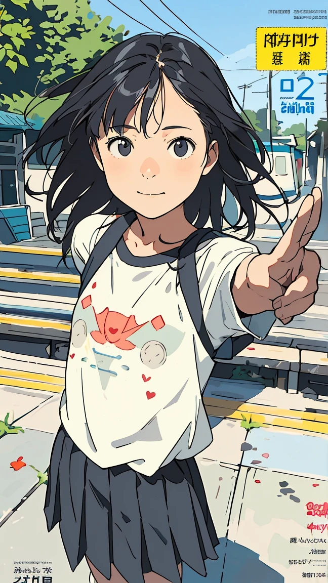 Reasonable design, Clear lines, High Sharpness, (Highest quality,4K,Perfect sharpness,Ultra-fine,High resolution,masterpiece:1.2), Perfect Anatomy:1.5, Official Art, Illustrations that tell a story, (Whitish background:0. 9)、Body Positivity、Diverse physical expressions、((Random and energetic poses))、Perfect beauty、Perfect beautiful face、(Strong winds)、Rich expressiveness、Dynamic configuration、smile、Golden ratio composition、colorful、((Different angles and perspectives))、Anime Drawing Skirt、(Overcoming stereotypes)、 Glowing Skin、(Natural Beauty)、bangs、Straight hair、(Soft and flowing hair)、(countryside)、(Nostalgic atmosphere)、Put it on your feet、(Playful and easygoing)、(diverse characters)、(Graceful posture)、(Sunny atmosphere)、(Bright colors)、Inserted up to the thighs、Skirt fluttering in the wind、Angle from above、Cheerful girl、Weekly magazine cover、
