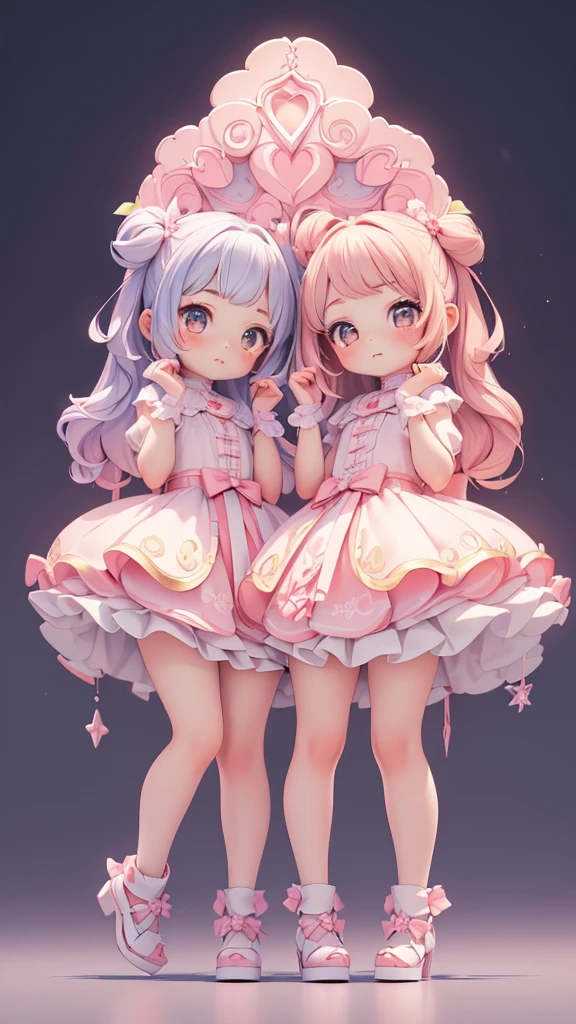 ((petite bishojo, little 2girls)), ((cute face)), ((cute puffy eyes)), ((masterpiece)), ((best quality)), ((ultra detailed)), ((exquisite)), ((depth)), ((crisp)), ((8k)), ((beautiful and aesthetic)), (super detailed skin), ((high standard)), ((highres)), ((perfect anatomy)), (full body), (blush), (rouge), (wee little), (beautiful fingers)