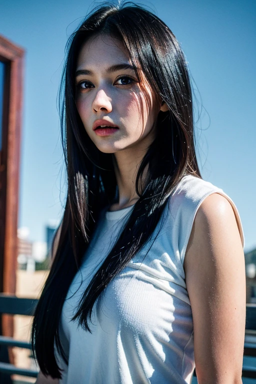(best quality:1.4),(masterpiece:1.4),(photorealistic:1.4),(Realistic:1.2),(ultra high res, raw photo:1.4),(hdr, hyperdetailed:1.2),(8K:1.2),cinematic photo 1girl,(black long straight hair:1.2),standing,