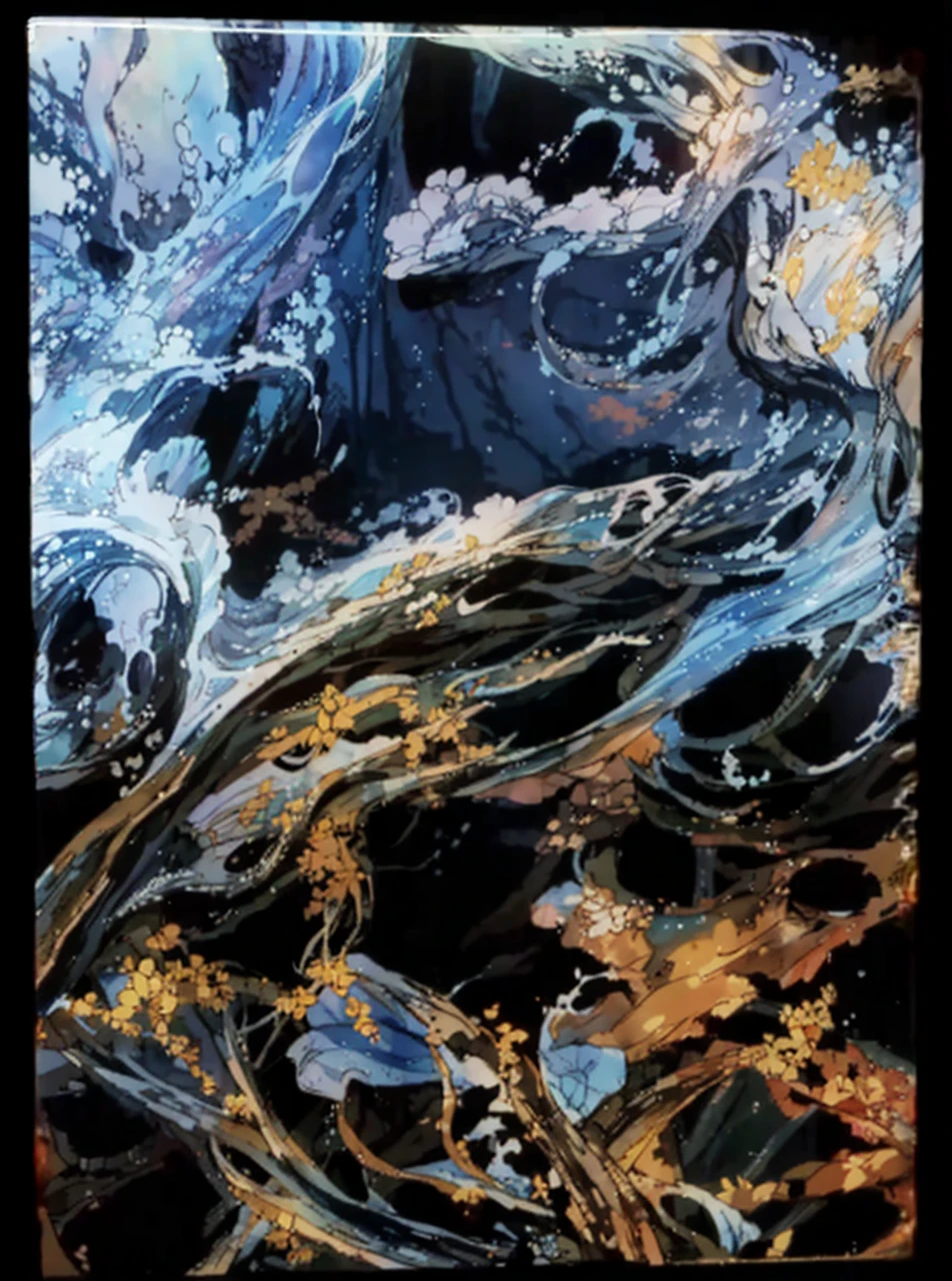 The picture is the scenery of Xian Ni Wuxia animation style。turbulent weather,terrain changes,The colors are distinct and blended,Clear changes in light and shadow,Silky smooth and delicate watercolor painting