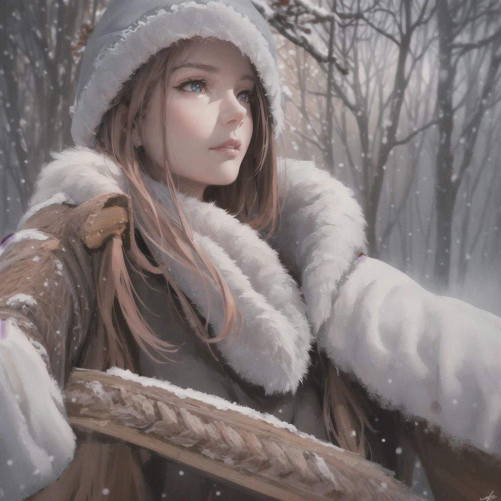 wlop,dalcefo,realistic,painting,fine detailed face,((winter)), cinematic light,  