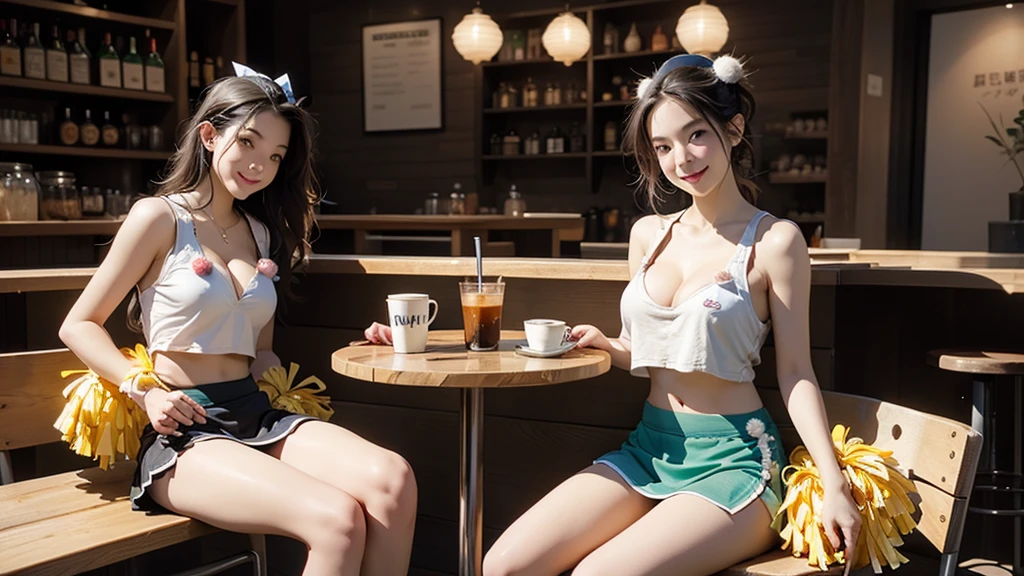 (((((((((Accentuate your cleavage))))))))) ((((((((((Cheerleader, Pompom mini skirt, smile)))))))))) (((((((お洒落でcuteInside Starbucks))))))) 8K、RAW Photos、Highest quality、Very detailed、Super Resolution、Ultra HD、8K壁紙、Amazing details ((((((tennis racket)))))) (((((((Inside Starbucks)))))))、 ((((((Sit down and eat cake、Drink Starbucks coffee、smile))))))、((Heart Necklace)) Modern and sleek design：Interior design using natural materials、Many of the designs have a warm feel to them.、Made from wood and metal.。 Large windows：自然光をたっぷり取り入れるためのLarge windowsがあり、Providing a bright and open space。 Green Interior：Potted plants are strategically placed、Creates a relaxed atmosphere。 artwork：Works by local artists、Starbucks-related artworks on display。 Cozy seating：Cushioned chairs and sofas、Bar sheet etc..、Various seating options available。 Open Kitchen Area：You can see how your food and drinks are made、Providing peace of mind and transparency。 Unique lighting：Antique lamps and chandeliers、Modern lighting fixtures are used。 Pleasant background music：Relaxing music is playing、Providing a comfortable space。 wide々Tablespace：一人でもグループでも使いやすいwide々The table has。 Community Table：There is a large table where you can socialize with other guests..。 Seasonal decoration：The decor is themed according to the season..。 A design that reflects the local：The design incorporates local culture and characteristics..。 Fragrance Manufacturing：コーヒーの香りが店内にwideがり、A space that satisfies the five senses is born.。 Conversation with a barista：フレンドリーなConversation with a baristaが楽しめるカウンターエリアがあります。 8K、RAW Photos、Highest quality、masterpiece:1.2、Very detailed、Super Resolution、Ultra HD、8K壁紙、Amazing details、Realistic:1.4、Have fun on the water、Full Body Shot、Full body photo、High-resolution RAW color photos、Professional photos、A scene full of emotion、Very detailed and beautiful、Ultra HD、8K壁紙、Amazing details、Huge file sizes、Very detailed美しい女の子、Very detailed顔 Very detailed目、Extremely realistic skin、 Very detailed指, Very detailed鼻, Very detailed口, Perfect Anatomy, Very detailed背景, Very elaborate clothing, , cute女の子, Famous idols of Japan, cute, Realistic body, thin, White skin, Glowing Skin, The body is slim, Realistic Face, Delicate eyes, double eyelid,