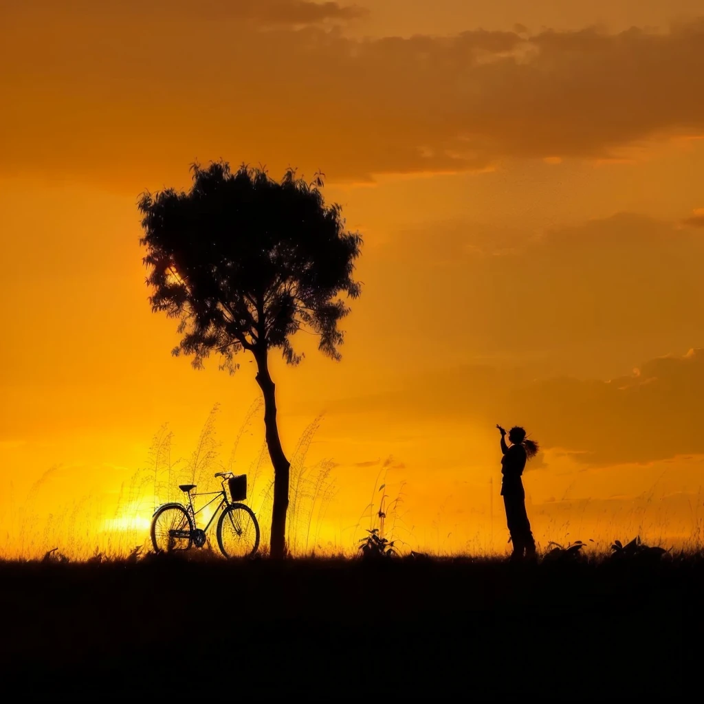 A man stands in a field,Silhouette of a man riding a bicycle, Sunset, 非常Nice photos, In the sunset, at a beautiful sunset, nature photography, Sunset, 伴As the sunset, Sunset, Nice photosy, Silhouette at sunset, As the sunset, girl watching sunset, Great photos, Nice photos, evening, Prime Time, At sunrise