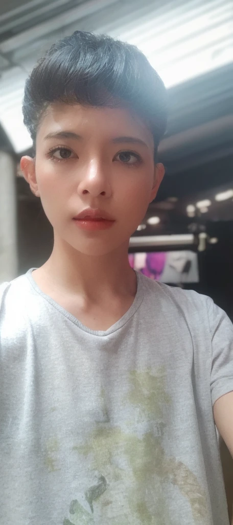 (Best quality, High resolution, Masterpiece :1.3), A tall and pretty woman, Slender abs, Dark brown hair styled in loose waves, Breasts, Wearing pendant, White button up shirt, Belt, Black skirt, (Modern architecture in background), Details exquisitely rendered in the face and skin texture, Detailed eyes, Double eyelid