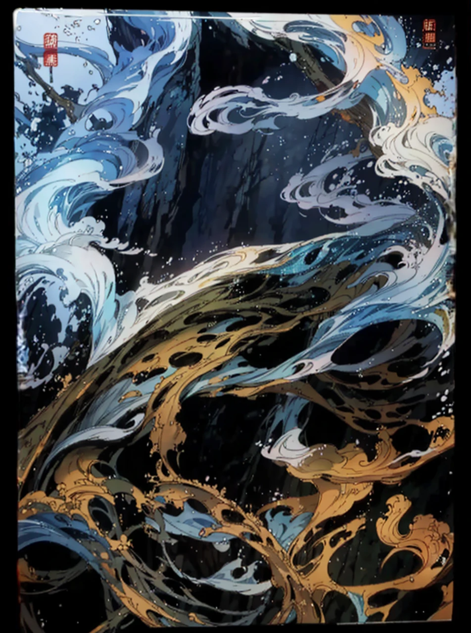 The picture is the scenery of Xian Ni Wuxia animation style。turbulent weather，terrain changes，The colors are distinct and blended，Clear changes in light and shadow，Silky smooth and delicate watercolor painting