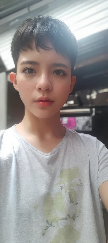 A high quality picture, a short hair girl, with a big breast