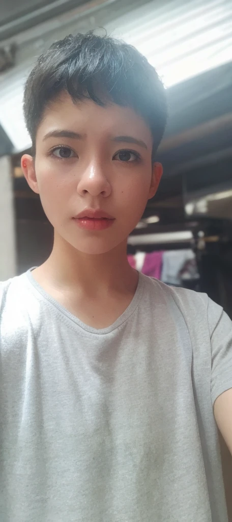 A high quality picture, a short hair girl, with a big breast
