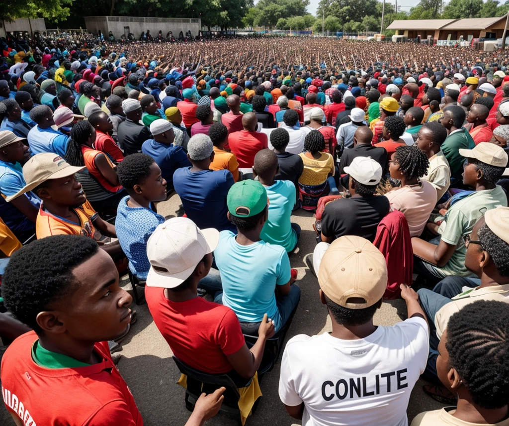 A dynamic and engaging image depicting a local community meeting. The image should feature diverse members of the community, including elders, youths, and local officials, actively engaging in discussion or raising hands to speak. The background should show a typical Nigerian community setting, possibly with a banner or sign indicating a local council meeting. The overall tone of the image should be positive and forward-looking, reflecting the themes of autonomy, engagement, and accountability.