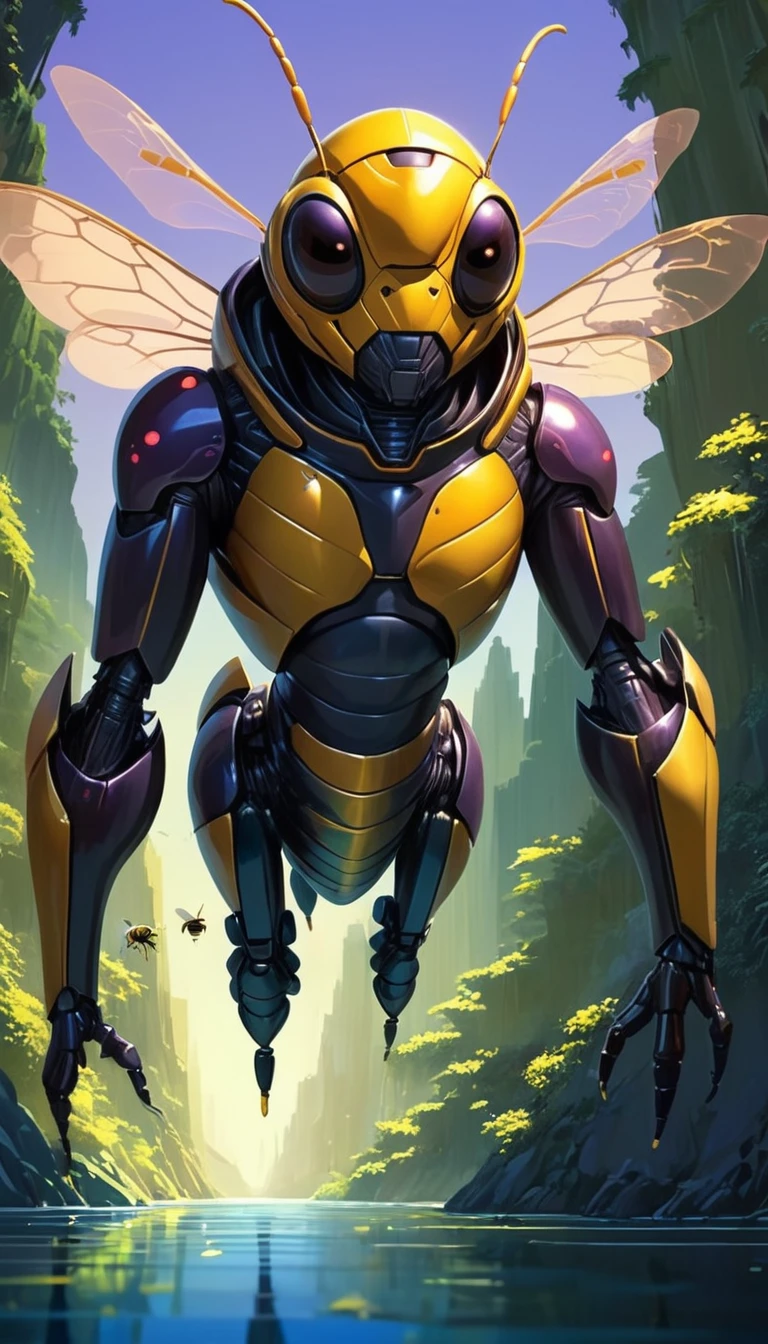 author：Laurie Greasley, beeping sounds, Jeremiah Ketner, alena aenami and android jones, male [Trolls:Mind Flayer:3], Riding a Bee, Pixif, panoramic, potassium, spotlight, Extremely detailed CG unity 8k wallpaper, Lots of details, carbon fiber