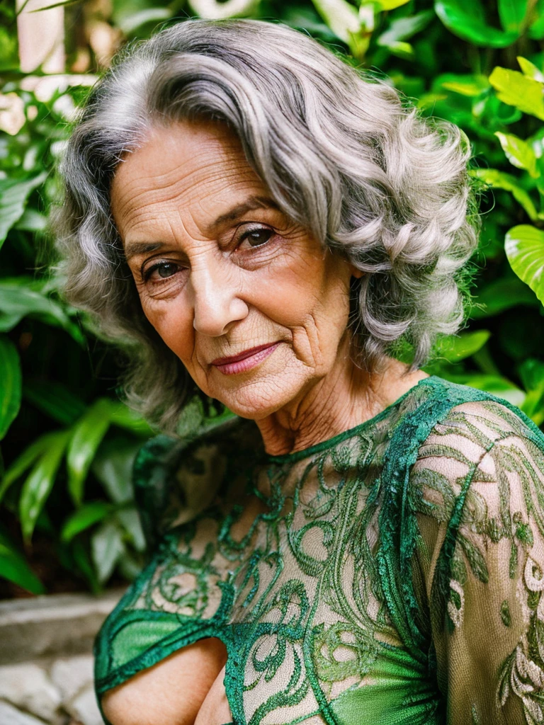 day, bright lights, old granny Sixty years old, posing in bright green garden, she weard red bright lace bodysuit, older beauty, jaw dropping mature older beauty, old face and body with wrinkles, old face, attractive grandma, a gorgeous silver curly hair, beautiful old grandma, older mature grandma, gorgeous beautiful grandma over 80 years old, beautiful silver grey hair grandma, a beautiful old grany,