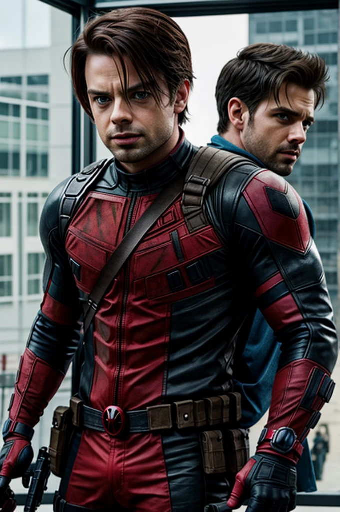 Bucky Barnes and Deadpool mixed together 