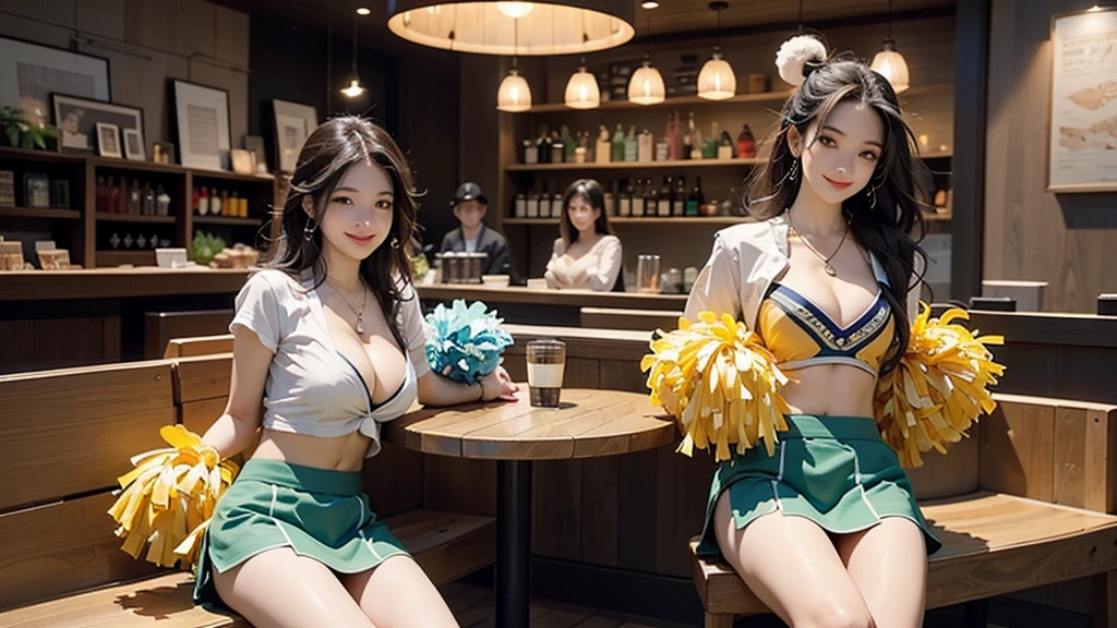 (((((((((Emphasize cleavage))))))))) ((((((((((Cheerleader, pom pom mini skirt, smile)))))))))) (((((((お洒落でcuteInside the Starbucks store))))))) 8K、RAW Photos、Highest quality、Super detailed、Super Resolution、Ultra HD、8K壁紙、Amazing details ((((((tennis racket)))))) (((((((Inside the Starbucks store)))))))、 ((((((Sit down and eat cake、Drink Starbucks coffee、smile))))))、((Heart Necklace)) Modern and sleek design：Interior design using natural materials、Many of the designs are warm and made using wood and metal.。 Large windows：自然光をたっぷり取り入れるためのLarge windowsがあり、Providing a bright and open space。 Green Interior：Potted plants are effectively placed、It creates a relaxing atmosphere。 artwork：Works by local artists、Starbucks-related art on display。 Cozy seating：Cushioned chairs and sofas、Bar sheet etc.、A variety of seating options available。 Open kitchen area：Being able to see how drinks and food are made、We provide peace of mind and transparency。 Unique lighting：Antique lamps and chandeliers、Modern lighting fixtures are used。 Comfortable background music：Relaxing music is playing、A comfortable space is provided。 Wide々Table space：一人でもグループでも使いやすいWide々There is a table with。 Community Table：There is a large table where you can socialize with other customers.。 Seasonal decorations：The decorations are themed according to the season.。 Design with a local feel：The design incorporates the local culture and characteristics.。 Fragrance production：コーヒーの香りが店内にWideがり、A space that satisfies the five senses has been created.。 Conversation with a barista：フレンドリーなConversation with a baristaが楽しめるカウンターエリアがあります。 8K、RAW Photos、Highest quality、masterpiece:1.2、Super detailed、Super Resolution、Ultra HD、8K壁紙、Amazing details、Photorealistic:1.4、Having fun by the water、Full Body Shot、Full body photo、High-resolution RAW color photos、Professional photos、A scene full of emotion、Very detailed and beautiful、Ultra HD、8K壁紙、Amazing details、Huge file sizes、Highly detailed beautiful girls、Highly detailed face Highly detailed eyes、Extremely realistic skin、 Highly detailed fingers, Highly detailed nose, Highly detailed mouth, Perfect Anatomy, Highly detailed background, Highly detailed clothing, , cute女の子, Famous Japanese Idols, cute, Realistic body, Slender, White skin, Glowing Skin, Slim body, Realistic Face, Delicate eyes, double eyelid,