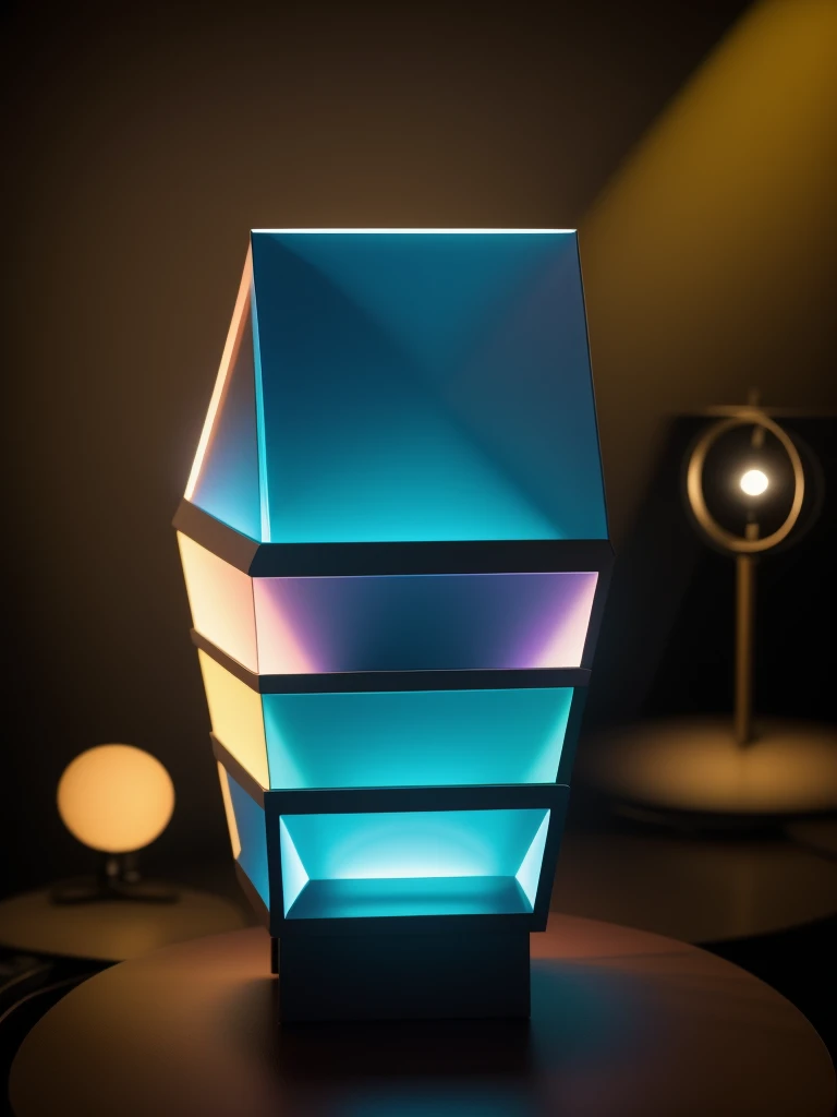 a futuristic light shining on a table, dramatic cinematic lighting, volumetric futuristic lighting, solid cube of light, oled lights in corners, vaporwave lighting, optical caustic lighting, tesseract, light coming from crt monitor, best quality,4k,8k,highres,masterpiece:1.2,ultra-detailed,realistic,photorealistic,photo-realistic:1.37,HDR,UHD,studio lighting,ultra-fine painting,sharp focus,physically-based rendering,extreme detail description,professional,vivid colors,bokeh