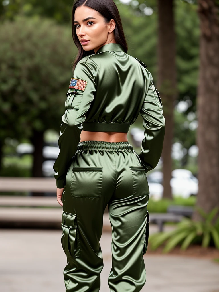 (realistic, photorealistic), cinematic photo ,realistic, (a woman wearing loungewear and Cargo Satin pants: Pants with multiple pockets, often inspired by military wear.), NikkyRiderQuiron woman, . 35mm photograph, film, bokeh, professional, 4k, highly detailed, (high quality skin), (high detailed face skin), (realistic iris), (realistic pupils), (skin pores), (skin imperfections:0.27),sexy Ass ,candid ass